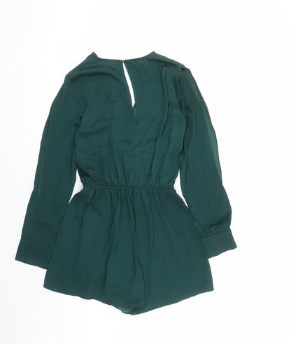 Divided by H&M Womens Green Polyester Playsuit One-Piece Size 8 Button