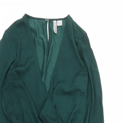 Divided by H&M Womens Green Polyester Playsuit One-Piece Size 8 Button