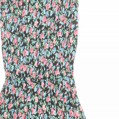 By Henry Holland Womens Black Floral Polyester A-Line Size 6 Round Neck Pullover - Crotchet Detail