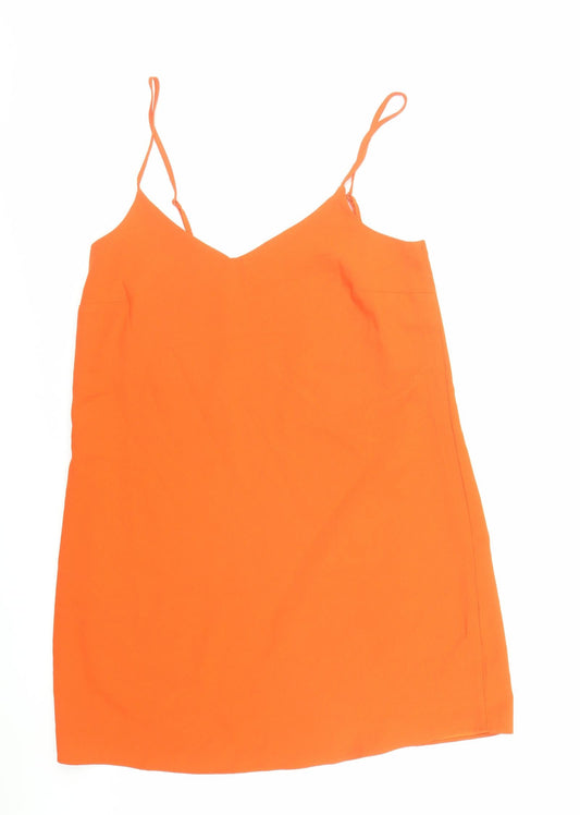 Missguided Womens Orange Polyester Slip Dress Size 10 V-Neck Pullover