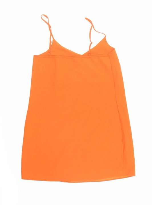 Missguided Womens Orange Polyester Slip Dress Size 10 V-Neck Pullover