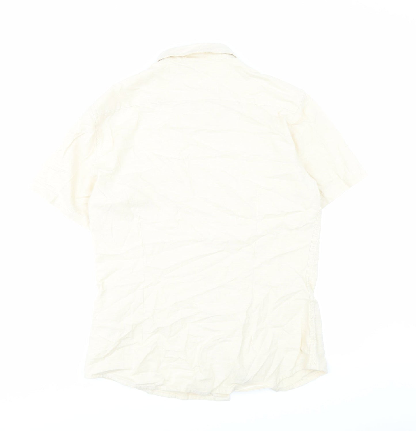 ASOS Mens Beige Cotton Button-Up Size M Collared Button