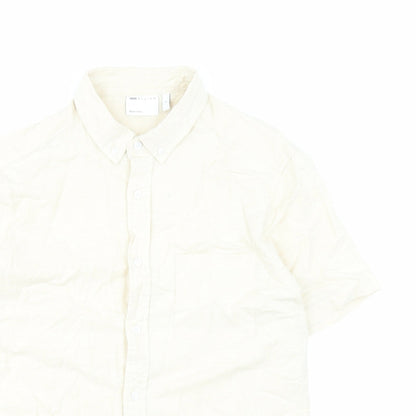 ASOS Mens Beige Cotton Button-Up Size M Collared Button