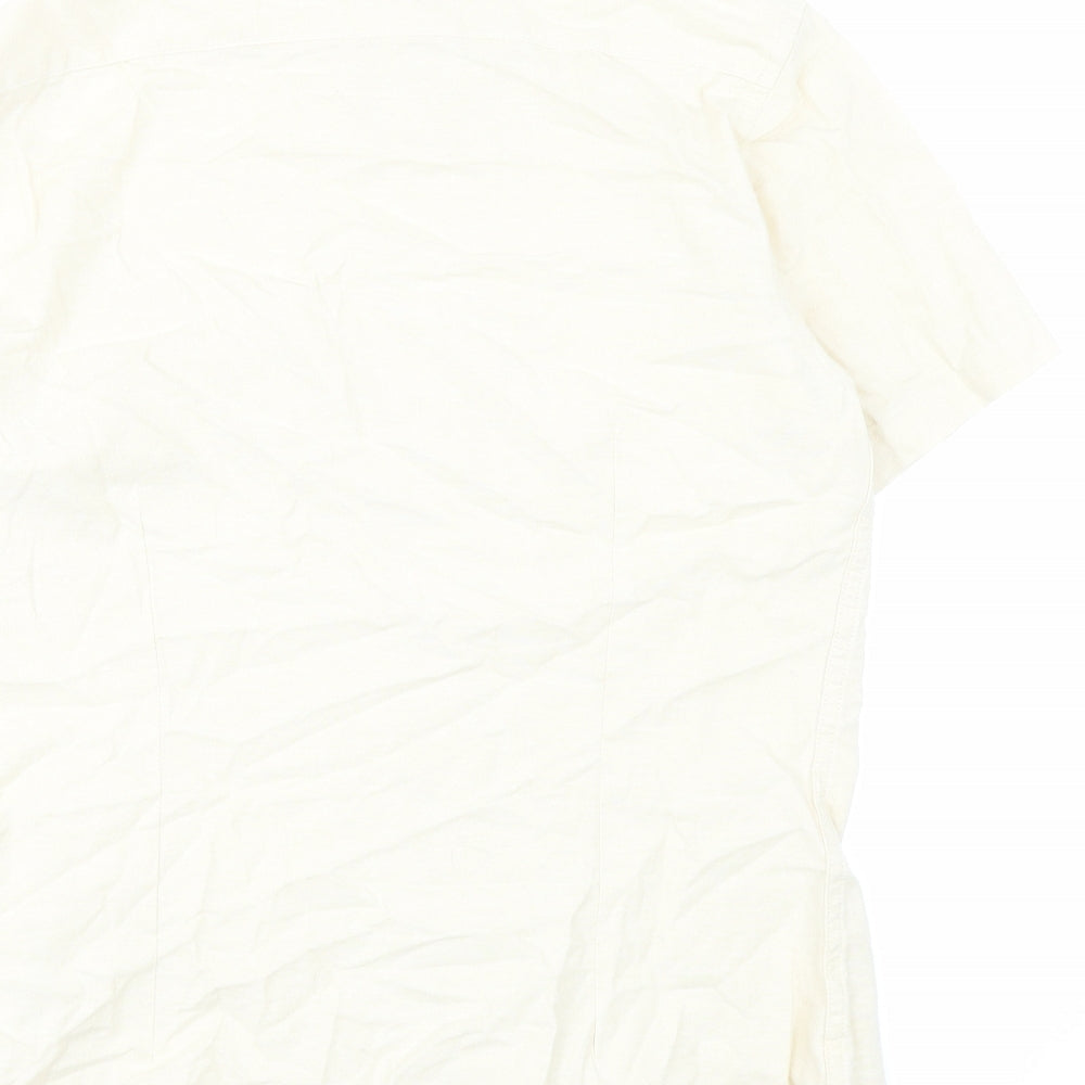 ASOS Mens Beige Cotton Button-Up Size M Collared Button