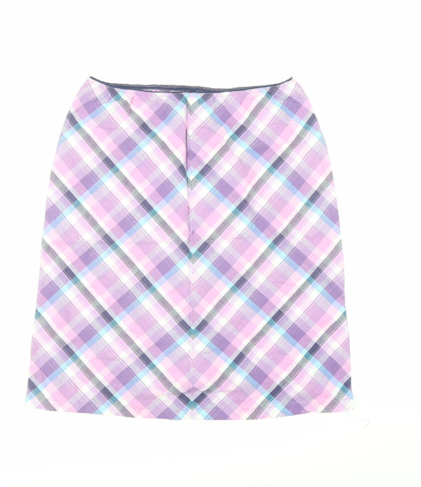 Divided by H&M Womens Purple Plaid Cotton A-Line Skirt Size M - Elasticated Waist