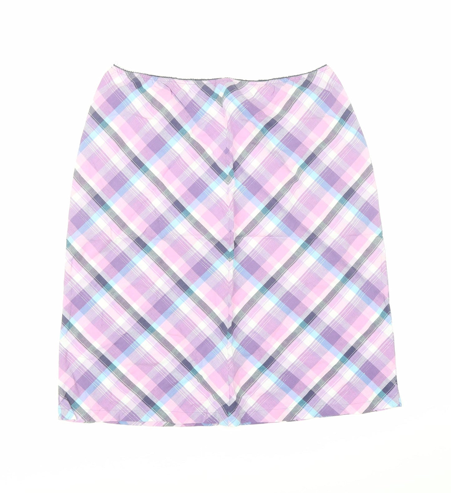 Divided by H&M Womens Purple Plaid Cotton A-Line Skirt Size M - Elasticated Waist