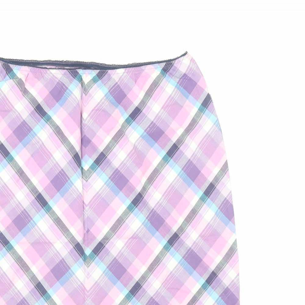 Divided by H&M Womens Purple Plaid Cotton A-Line Skirt Size M - Elasticated Waist