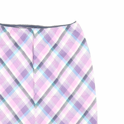 Divided by H&M Womens Purple Plaid Cotton A-Line Skirt Size M - Elasticated Waist