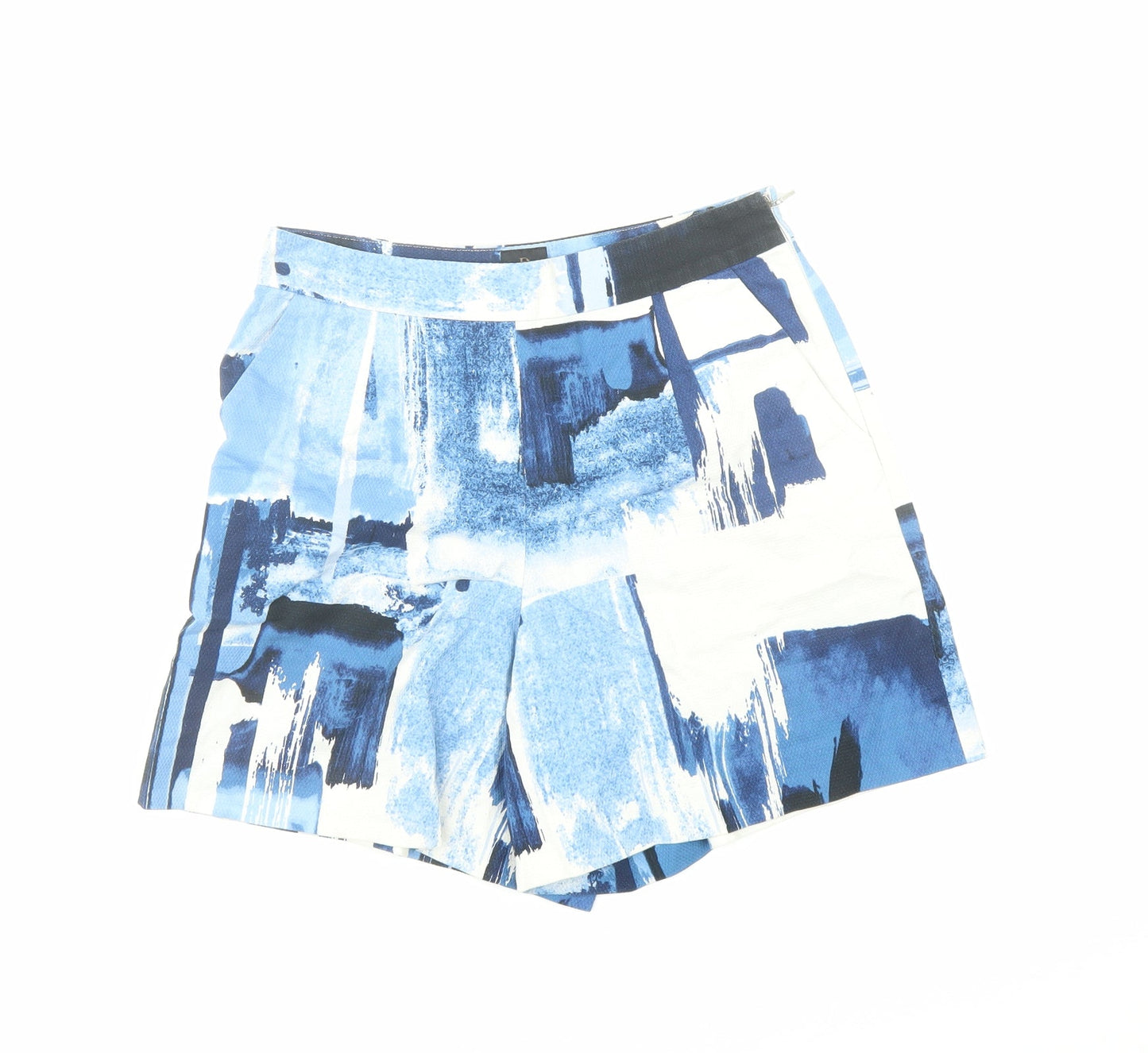 David Lawrence Womens Blue Geometric Cotton Basic Shorts Size 6 L6 in Regular Zip - Pockets