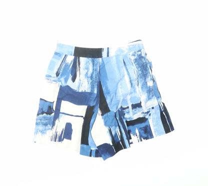 David Lawrence Womens Blue Geometric Cotton Basic Shorts Size 6 L6 in Regular Zip - Pockets