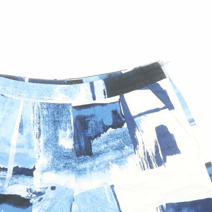 David Lawrence Womens Blue Geometric Cotton Basic Shorts Size 6 L6 in Regular Zip - Pockets