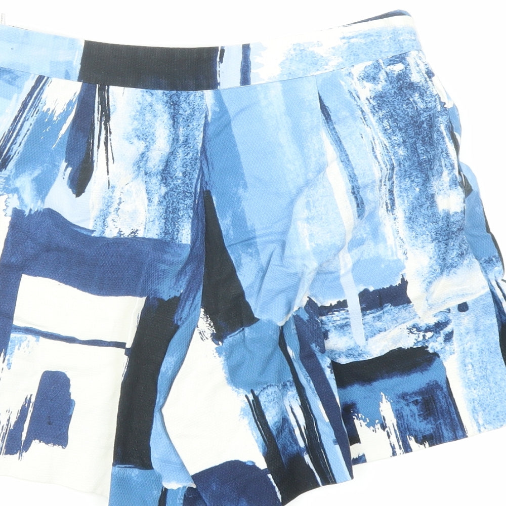 David Lawrence Womens Blue Geometric Cotton Basic Shorts Size 6 L6 in Regular Zip - Pockets