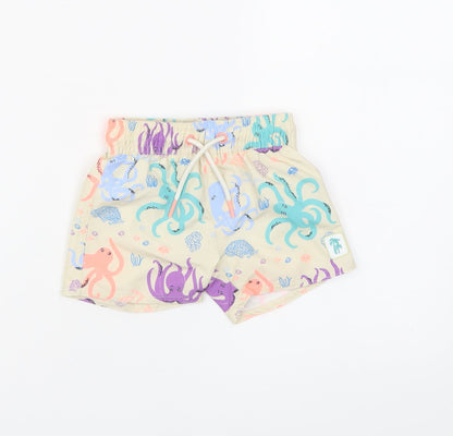 Marks and Spencer Boys Beige Geometric Polyester Sweatpants Trousers Size 3-6 Months Drawstring - Elasticated Waist Swim Shorts Octopus Pattern