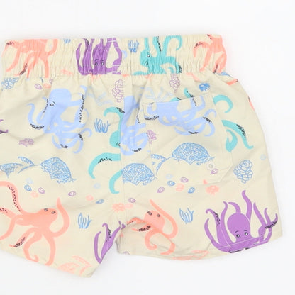 Marks and Spencer Boys Beige Geometric Polyester Sweatpants Trousers Size 3-6 Months Drawstring - Elasticated Waist Swim Shorts Octopus Pattern