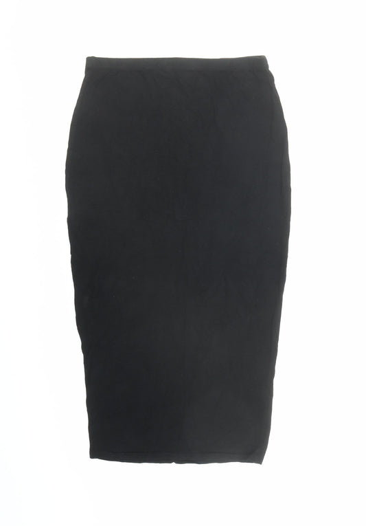 Boohoo Womens Black Viscose Bandage Skirt Size 6 - Elasticated Waist