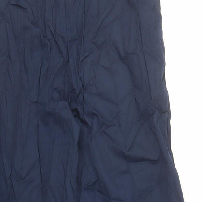 RESERVED Womens Blue Cotton Cropped Trousers Size 12 L24 in Regular Zip - Belted