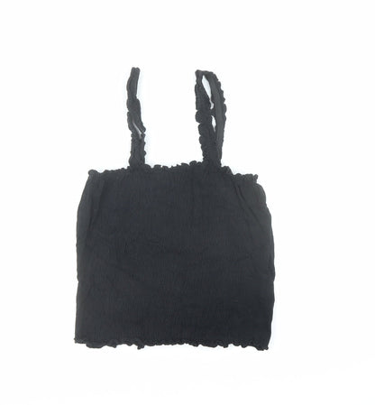 Womens UK Size 10 New Look Black Cropped Tank