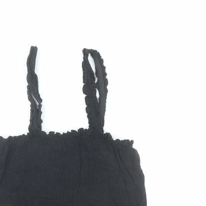 Womens UK Size 10 New Look Black Cropped Tank