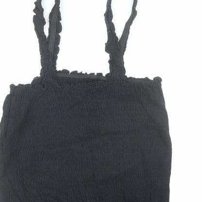 Womens UK Size 10 New Look Black Cropped Tank