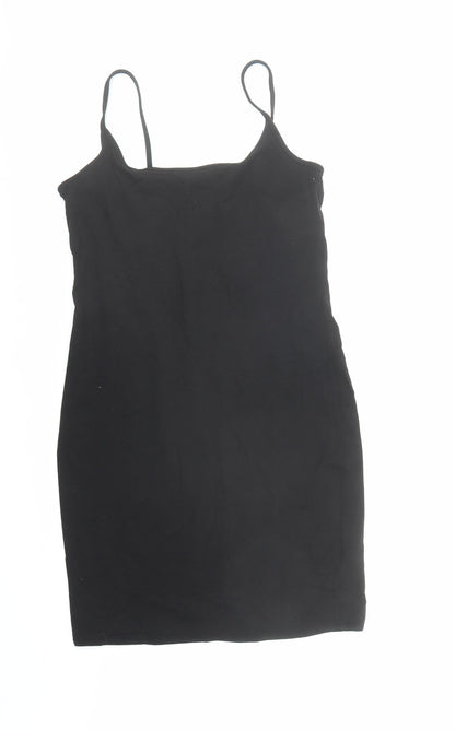 NEXT Womens Black Cotton Tank Dress Size 10 Round Neck Pullover