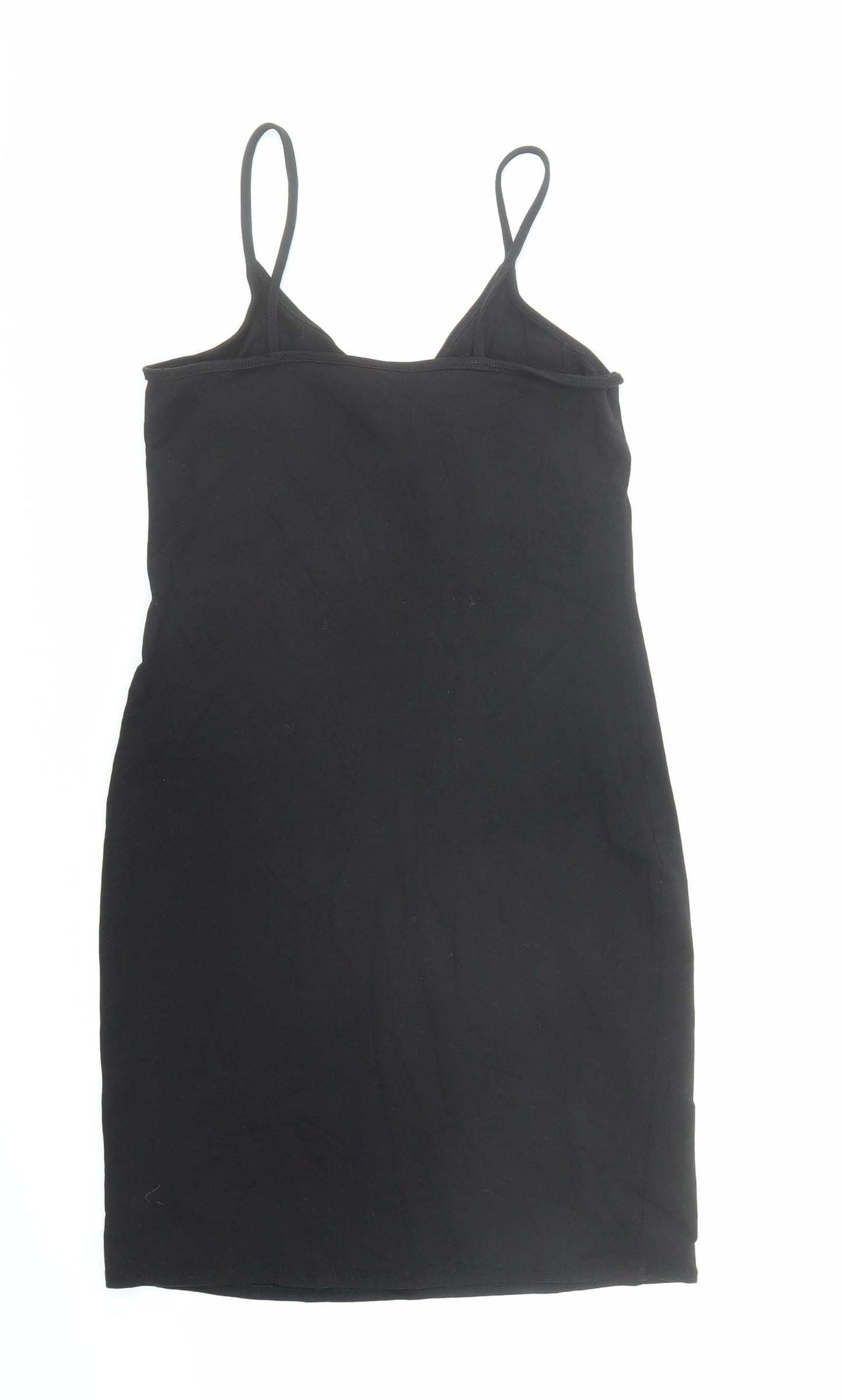 NEXT Womens Black Cotton Tank Dress Size 10 Round Neck Pullover