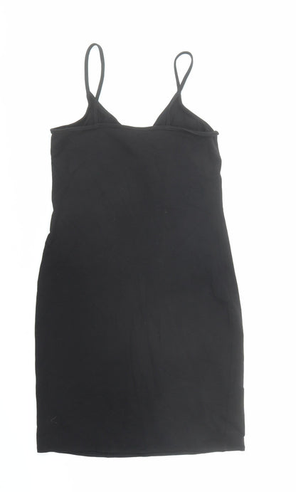 NEXT Womens Black Cotton Tank Dress Size 10 Round Neck Pullover