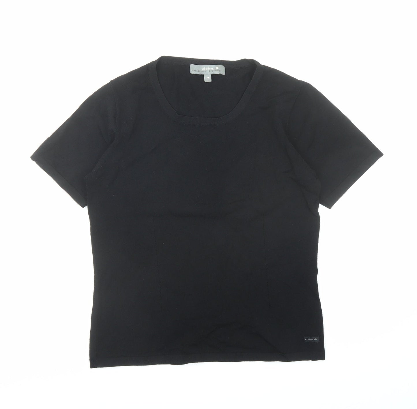 Claire.Dk Womens Black Round Neck Viscose Pullover Jumper Size S
