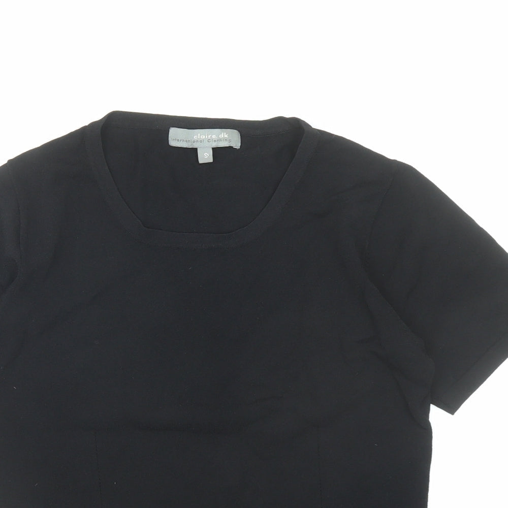 Claire.Dk Womens Black Round Neck Viscose Pullover Jumper Size S