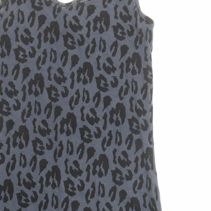 Divided by H&M Womens Black Animal Print Cotton Mini Size 6 Round Neck Pullover - Leopard Pattern