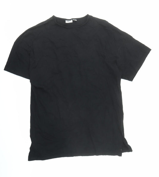 Noisy may Womens Black 100% Cotton Basic T-Shirt Size L Crew Neck - Long Length