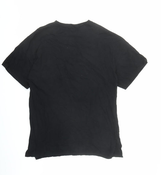 Noisy may Womens Black 100% Cotton Basic T-Shirt Size L Crew Neck - Long Length