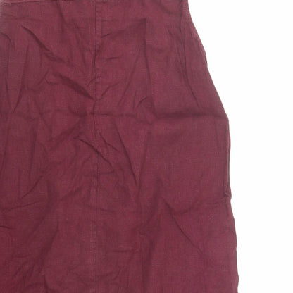 NEXT Womens Red Linen A-Line Size 14 Round Neck Button