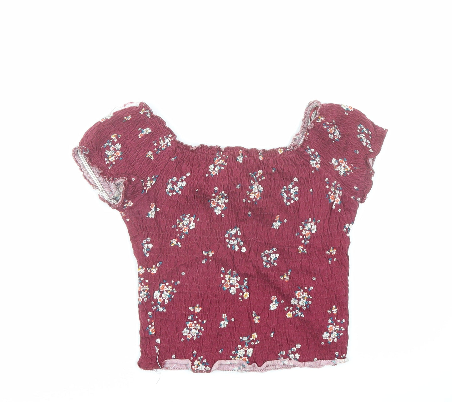 Womens UK Size 6 New Look Red Cropped T-Shirt