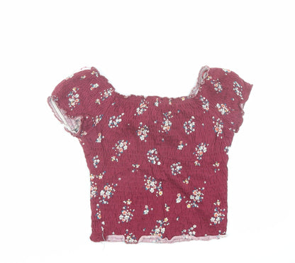 Womens UK Size 6 New Look Red Cropped T-Shirt