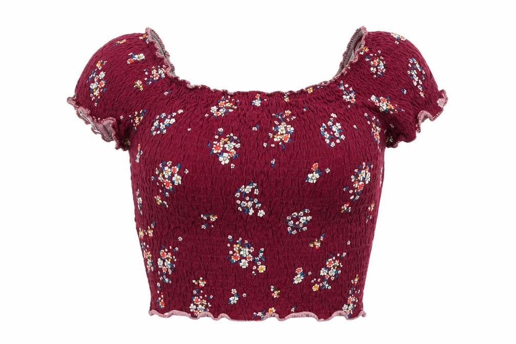 Womens UK Size 6 New Look Red Cropped T-Shirt