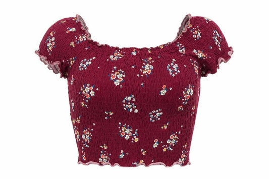 Womens UK Size 6 New Look Red Cropped T-Shirt
