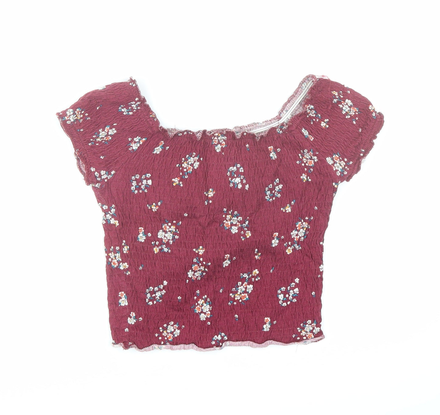 Womens UK Size 6 New Look Red Cropped T-Shirt