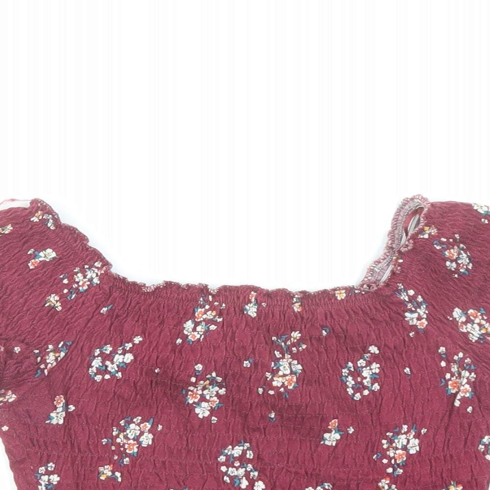Womens UK Size 6 New Look Red Cropped T-Shirt