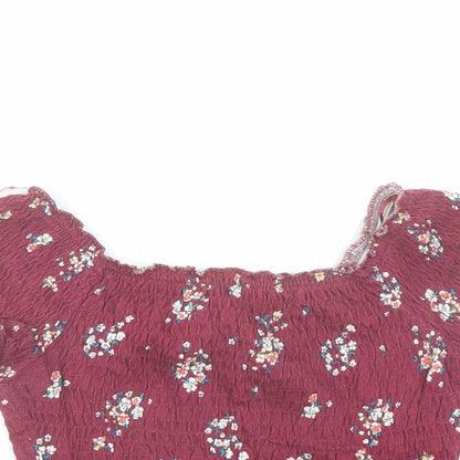 Womens UK Size 6 New Look Red Cropped T-Shirt