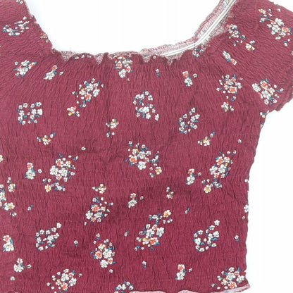 Womens UK Size 6 New Look Red Cropped T-Shirt