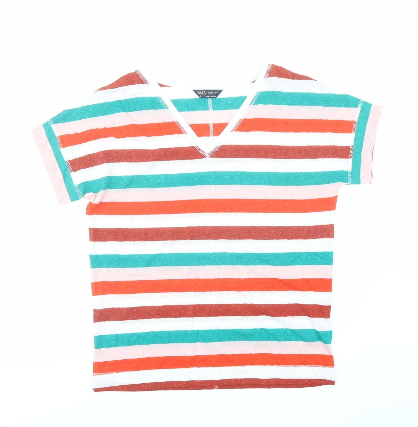 Womens UK Size 8 Marks and Spencer Multicoloured Basic T-Shirt