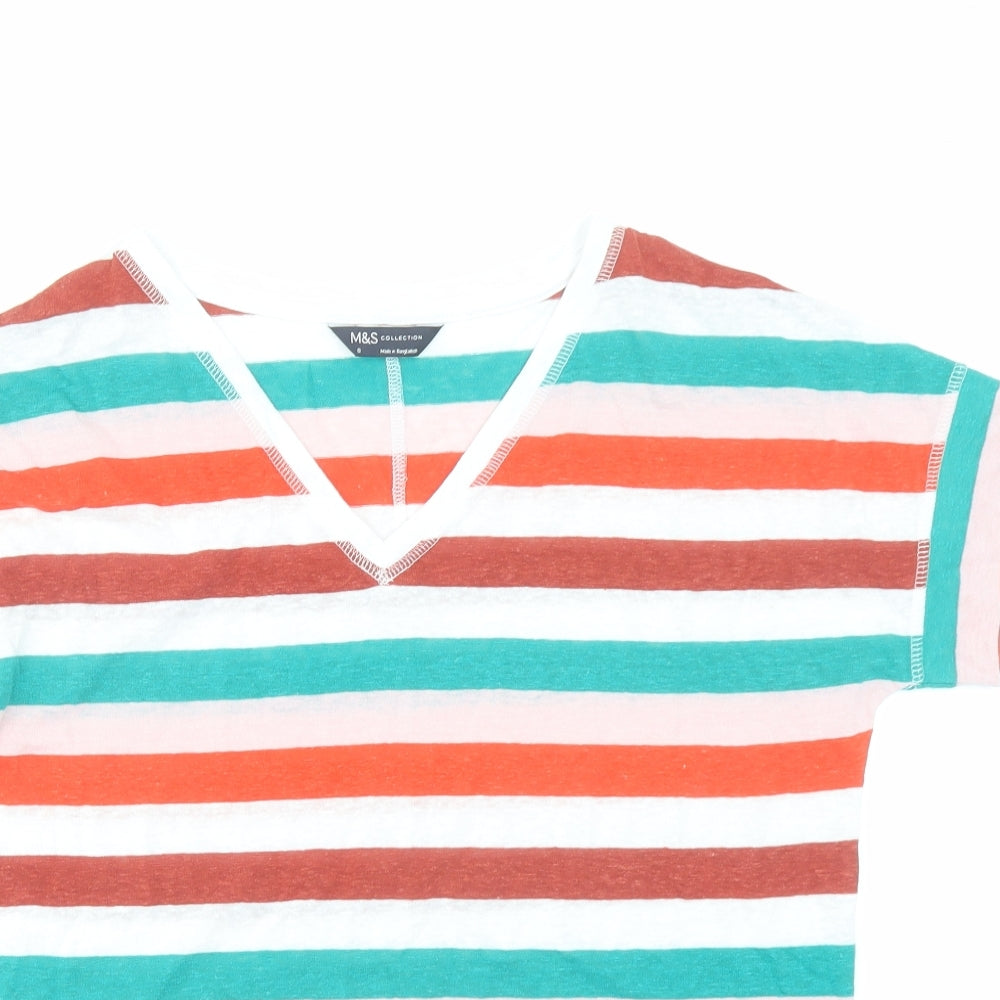 Womens UK Size 8 Marks and Spencer Multicoloured Basic T-Shirt