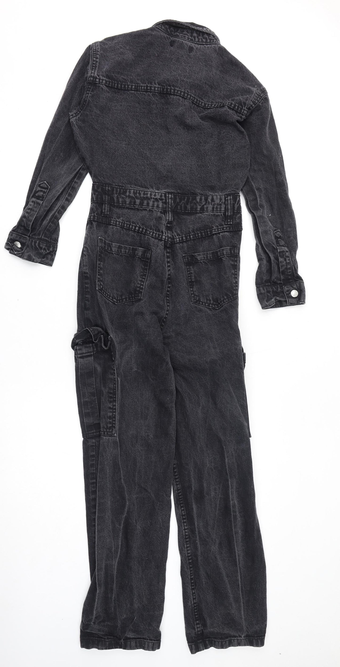 PRETTYLITTLETHING Womens Grey 100% Cotton Jumpsuit One-Piece Size 6 L27 in Button