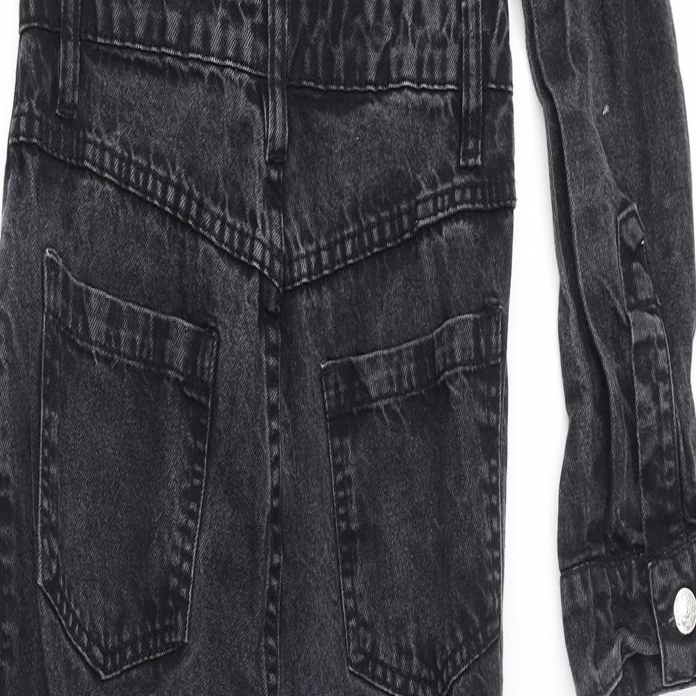 PRETTYLITTLETHING Womens Grey 100% Cotton Jumpsuit One-Piece Size 6 L27 in Button