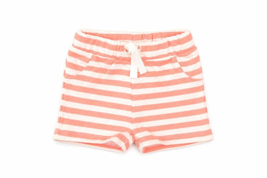 Marks and Spencer Girls Pink Striped Cotton Cropped Trousers Size 3-6 Months Drawstring - Shorts