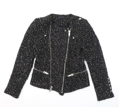 Zara Womens Black Geometric Jacket Size S Zip