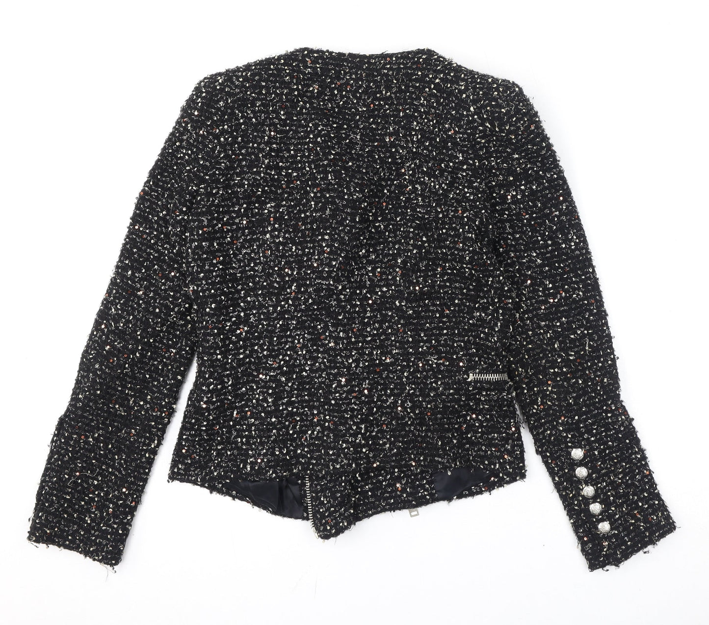 Zara Womens Black Geometric Jacket Size S Zip