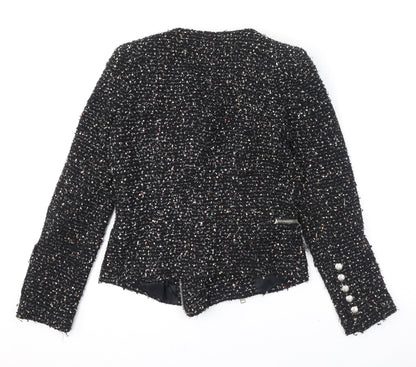 Zara Womens Black Geometric Jacket Size S Zip