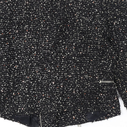 Zara Womens Black Geometric Jacket Size S Zip