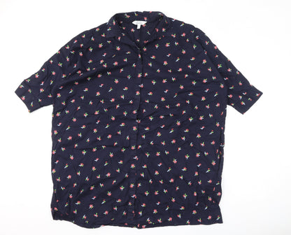 & Other Stories Womens Blue Geometric 100% Cotton Basic Button-Up Size 8 Collared